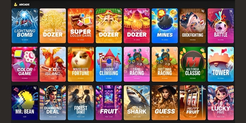 Kho game Arcade hấp dẫn phục vụ thành viên bất kỳ lúc nào