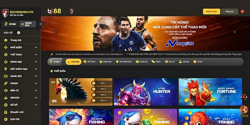 Giao diện nhà cái được thiết kế bắt mắt, trực quan